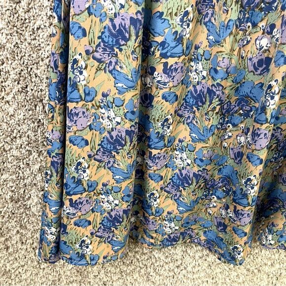 Entro Dress Women’s Medium Blue/Purple/Tan Floral Print Sleeveless V-Neck Midi - Picture 3 of 7